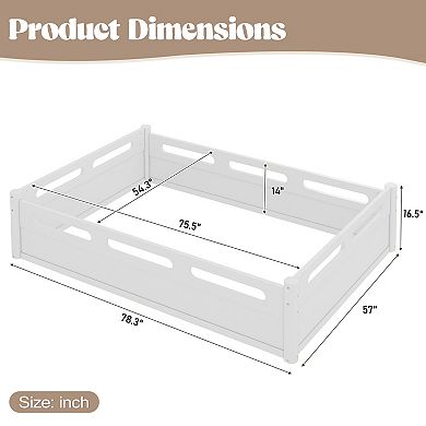 Heybly Full Size Floor Platform Bed with Guardrails with Slats Support, No Box Spring Needed