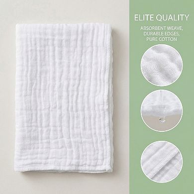 12" x 12" Cotton Muslin Washcloths, Soft & Absorbent Reusable Face Cloths for Bathroom Gym Spa