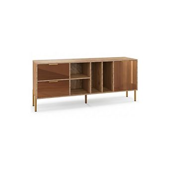 Mirrored Buffet Cabinet With Drawers and Door Storage