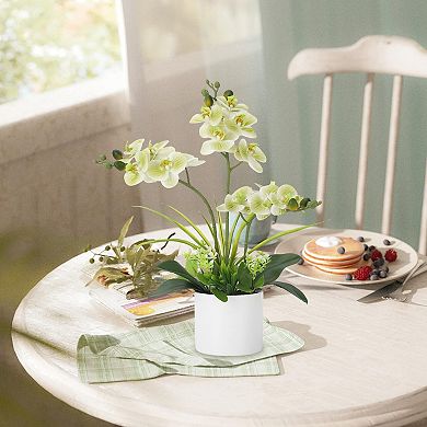 Real Touch Artificial Orchid in White Pot, Vibrant Phalaenopsis Silk Flower for Table Centerpieces
