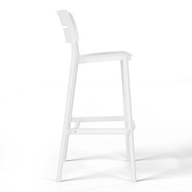 Stackable Polypropylene Resin Plastic Outdoor Patio Bar Stools (Set of 2)