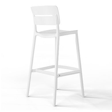 Stackable Polypropylene Resin Plastic Outdoor Patio Bar Stools (Set of 2)