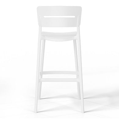 Stackable Polypropylene Resin Plastic Outdoor Patio Bar Stools (Set of 2)