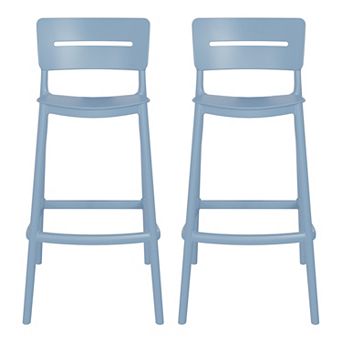 Stackable Polypropylene Resin Plastic Outdoor Patio Bar Stools (Set of 2)