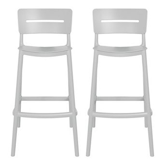 Stackable Polypropylene Resin Plastic Outdoor Patio Bar Stools (Set of 2)