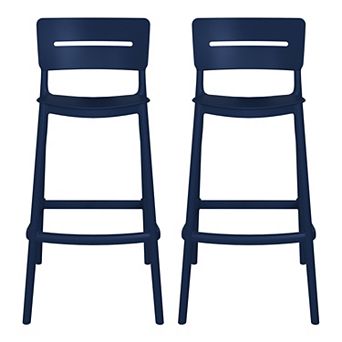 Stackable Polypropylene Resin Plastic Outdoor Patio Bar Stools (Set of 2)