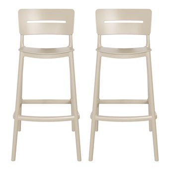 Stackable Polypropylene Resin Plastic Outdoor Patio Bar Stools (Set of 2)