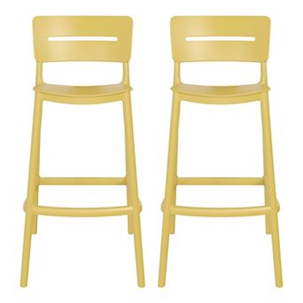 Stackable Polypropylene Resin Plastic Outdoor Patio Bar Stools (Set of 2)