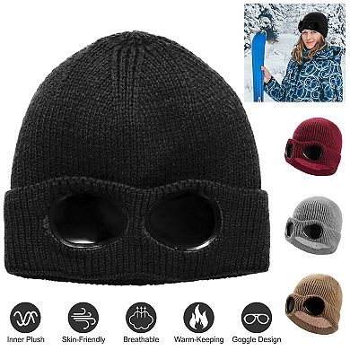 Unisex Knit Beanie with Goggles
