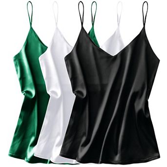 Ekouaer 3 Pack Womens Tank Top V Neck Camisole Cami Spaghetti Strap Top Loose