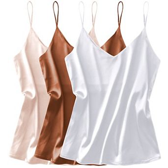 Ekouaer 3 Pack Womens Tank Top V Neck Camisole Cami Spaghetti Strap Top Loose