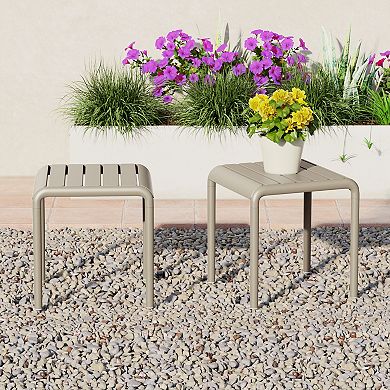 Plastic Modern Outdoor Patio Accent Side Tables (Set of 2)