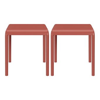 Plastic Modern Outdoor Patio Accent Side Tables (Set of 2)