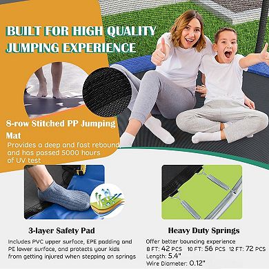 12 Foot Recreational Trampoline With Basketball Hoop And Safety Enclosure