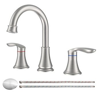 Modern Bathroom Widespread Faucet with Dual Lever Handles, Splash-Free ABS Aerator