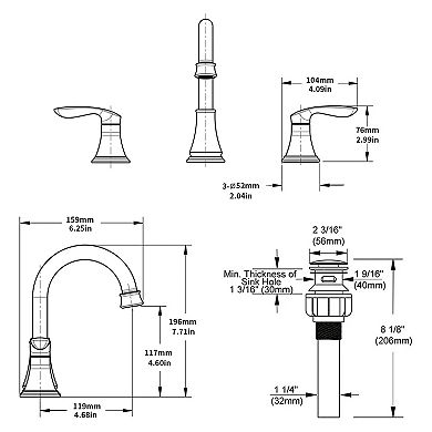Modern Bathroom Widespread Faucet with Dual Lever Handles, Splash-Free ABS Aerator