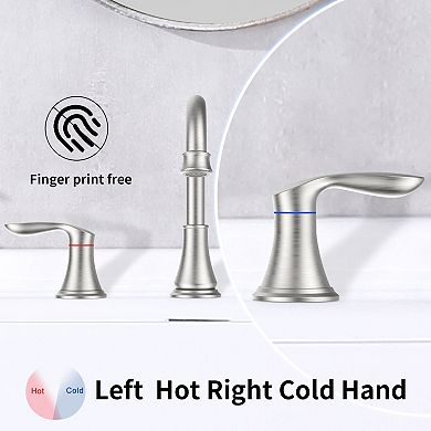 Modern Bathroom Widespread Faucet with Dual Lever Handles, Splash-Free ABS Aerator