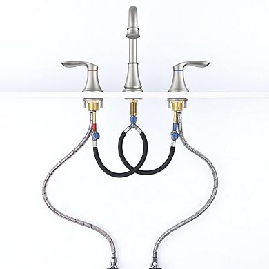 Modern Bathroom Widespread Faucet with Dual Lever Handles, Splash-Free ABS Aerator