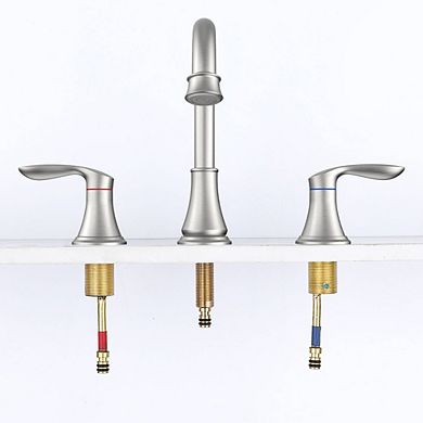 Modern Bathroom Widespread Faucet with Dual Lever Handles, Splash-Free ABS Aerator