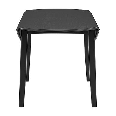 GOMYHOME Extendable Round Dining Table, Solid Wood Base Drop Leaf Table for 24, Black
