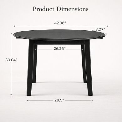 GOMYHOME Extendable Round Dining Table, Solid Wood Base Drop Leaf Table for 24, Black