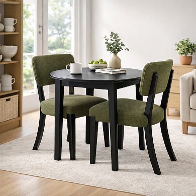 GOMYHOME Extendable Round Dining Table, Solid Wood Base Drop Leaf Table for 24, Black