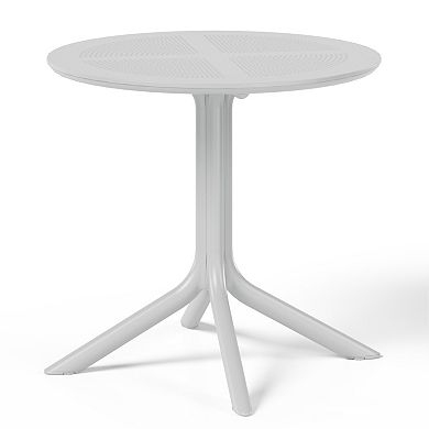 Modern 5-Piece Resin Round Patio Dining Table Set with Stackable Patio Dining Chairs