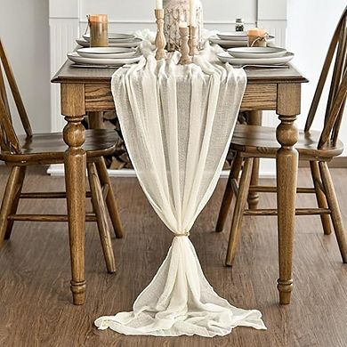 Boho Cheesecloth Table Runner Gauze Fabric for Wedding & Party Decor
