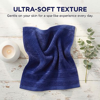 4 Pack Solid Striped Cotton Washcloths, Soft Absorbent Fingertip Towels for Face 13" x 13"