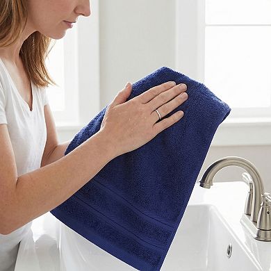 4 Pack Solid Striped Cotton Washcloths, Soft Absorbent Fingertip Towels for Face 13" x 13"