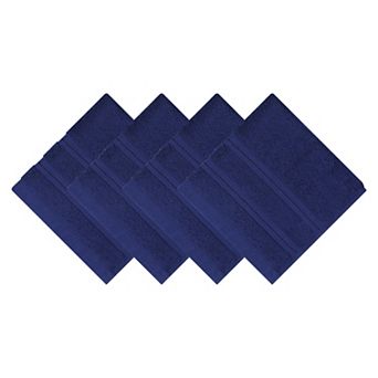 4 Pack Solid Striped Cotton Washcloths, Soft Absorbent Fingertip Towels for Face 13" x 13"