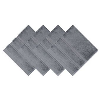 4 Pack Solid Striped Cotton Washcloths, Soft Absorbent Fingertip Towels for Face 13" x 13"