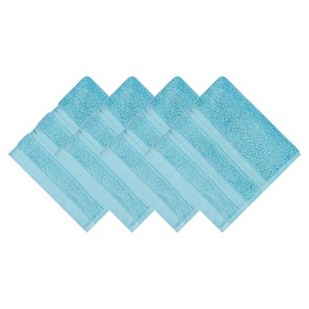 4 Pack Solid Striped Cotton Washcloths, Soft Absorbent Fingertip Towels for Face 13" x 13"