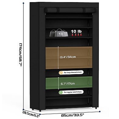 10 Tier Shoe Rack with Dustproof Cover Fits 50 Pairs Adjustable Organizer for Closet Entryway