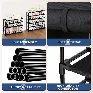 10 Tier Shoe Rack with Dustproof Cover Fits 50 Pairs Adjustable Organizer for Closet Entryway