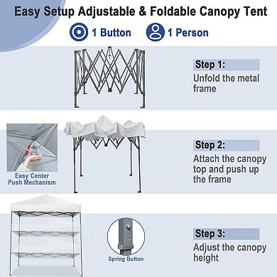 Pop Up Canopy Tent 6.6 x 6.6 Ft Instant Outdoor Sun Shelter