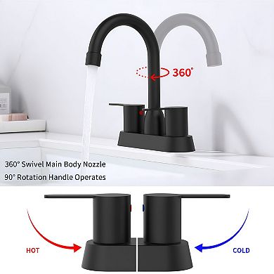 Two-Handle Bathroom Faucet with Deck-Mount Installation for Lavatory Sinks