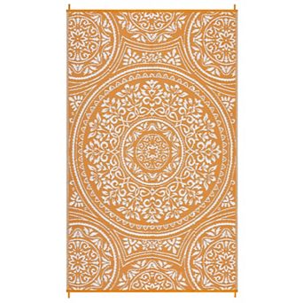 Waterproof Outdoor Rug, Reversible Plastic Straw Rug, UV Resistant Carpet with Stakes for Yard