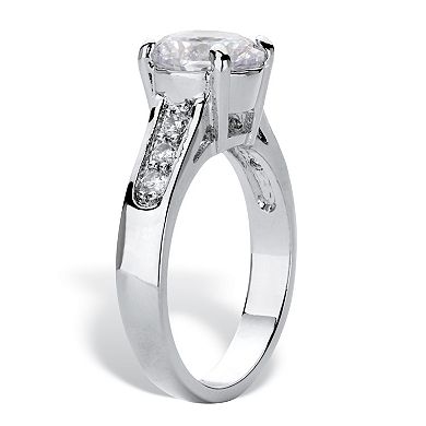 2.20 TCW Round Cubic Zirconia Silvertone Engagement Anniversary Ring