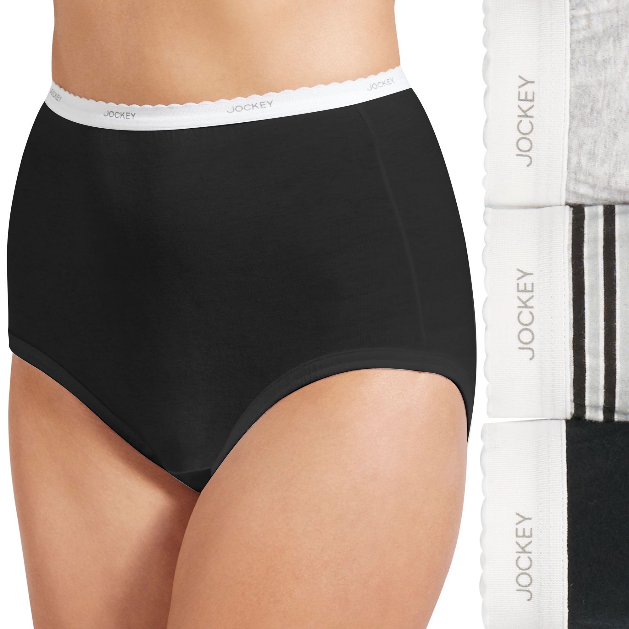Womens Jockey® Classics 3-Pack Brief Panty Set 9482, Size: 6, Gray Asst