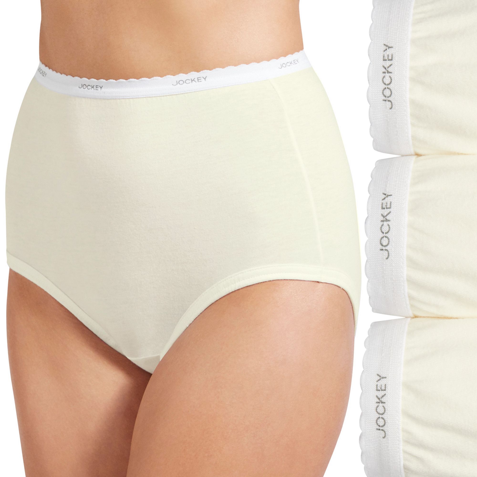 Womens Jockey® Classics 3-Pack Brief Panty Set 9482, Size: 5, Ivory Pearl