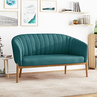 KWPZQEB Modern Fabric Loveseat Sofa with Wooden Legs