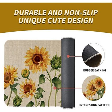 Sunflower Kitchen Rug Set of Two Non Slip Washable Mats