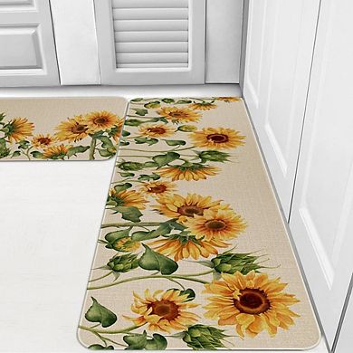 Sunflower Kitchen Rug Set of Two Non Slip Washable Mats