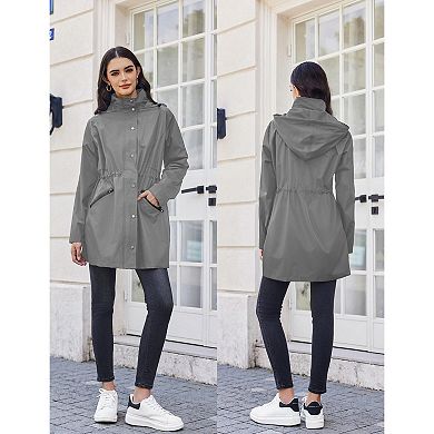 Zeagoo Women's Waterproof Hooded Rain Jacket Lightweight Lined Windbreaker Travel Coat