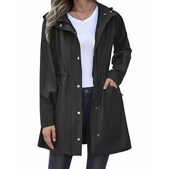 Zeagoo Women's Waterproof Hooded Rain Jacket Lightweight Lined Windbreaker Travel Coat
