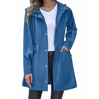 Zeagoo Women's Waterproof Hooded Rain Jacket Lightweight Lined Windbreaker Travel Coat