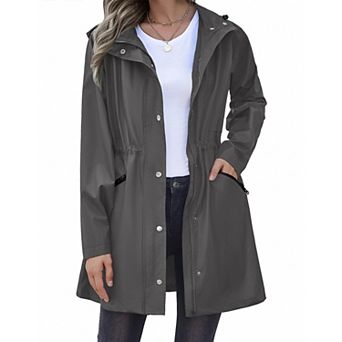 Zeagoo Women's Waterproof Hooded Rain Jacket Lightweight Lined Windbreaker Travel Coat