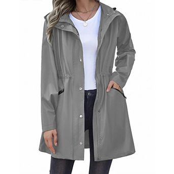 Zeagoo Women's Waterproof Hooded Rain Jacket Lightweight Lined Windbreaker Travel Coat