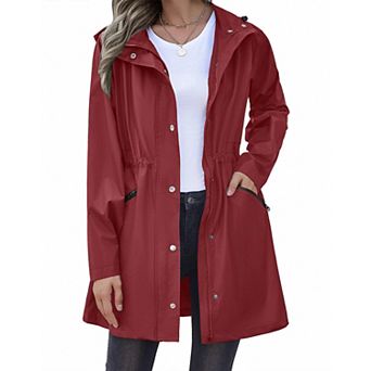 Zeagoo Women's Waterproof Hooded Rain Jacket Lightweight Lined Windbreaker Travel Coat